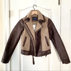 Forever 21 Heritage sherpa vegan leather moto jacket